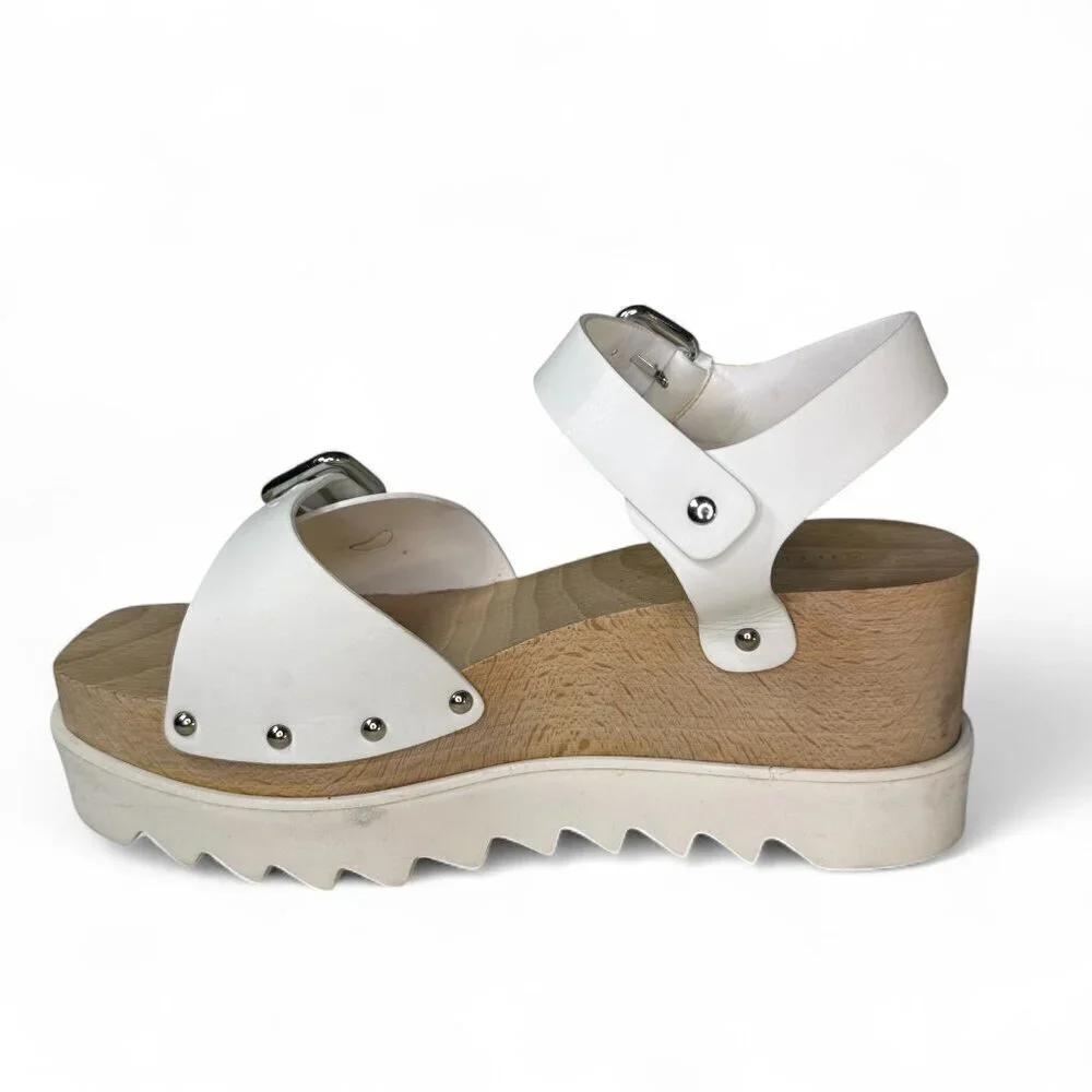 Stella McCartney Women's White Elyse Platform Wooden Sandal EU 38.5